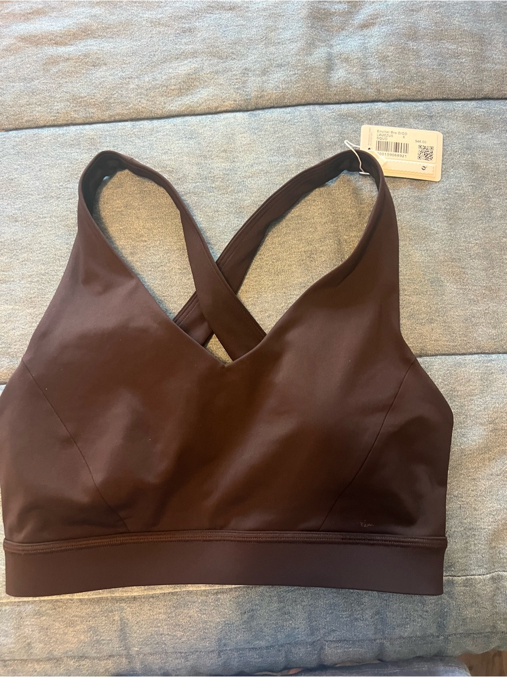 LULU lemon Envital Bra size D/DD Women’s Cross-Back Sports Bra - Chocolate Brown